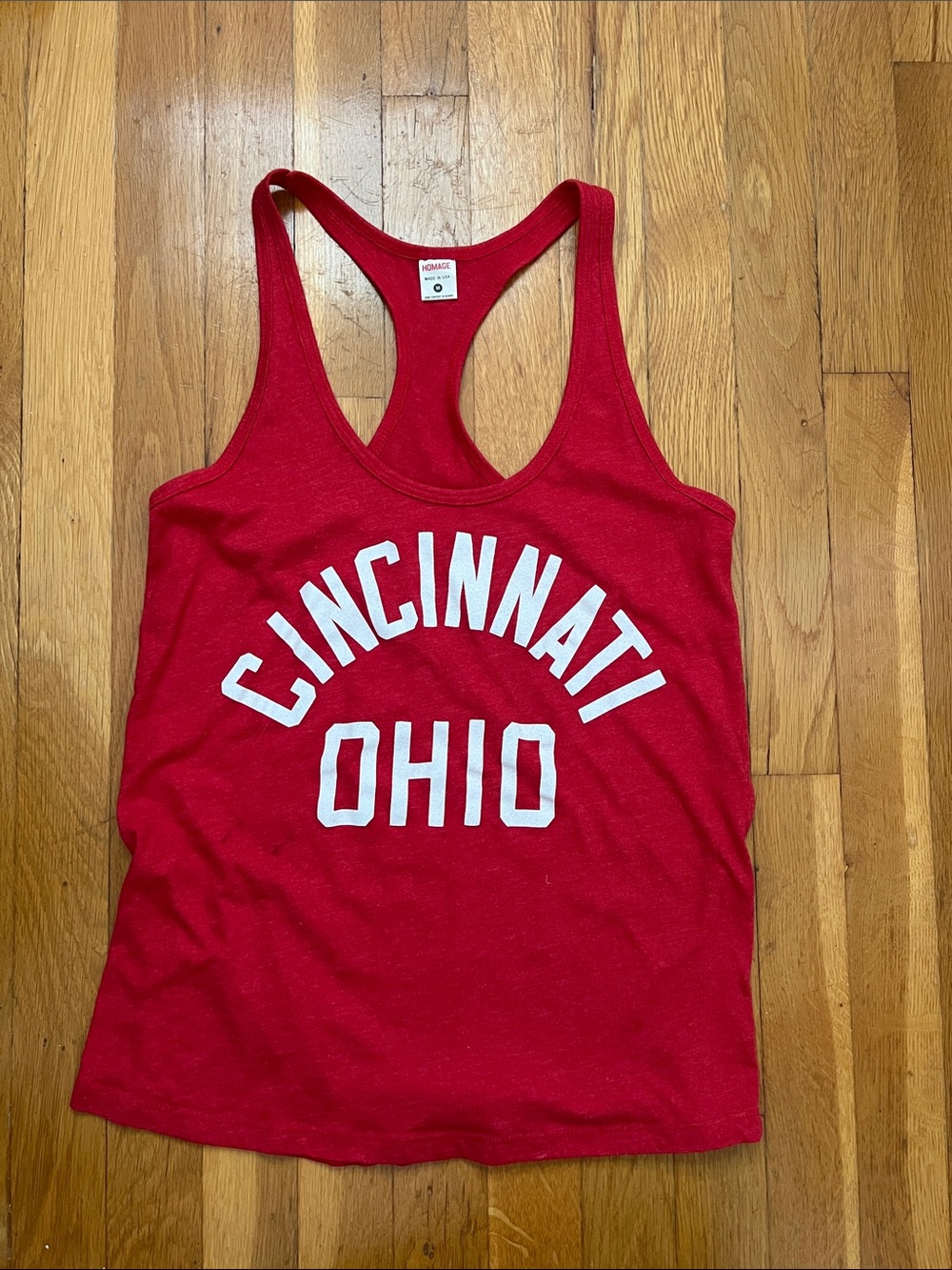 HOMAGE Red Cincinnati Ohio Racerback Tank